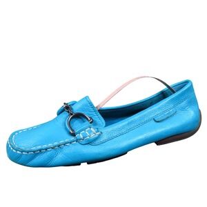 Hush Puppies Cora Womens Slip-On Loafers Size 8.5 Turquoise Blue Leather Comfort